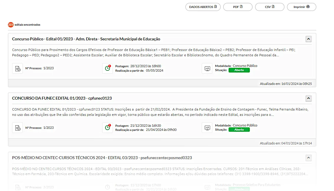 Consurso prefeitura de Contagem