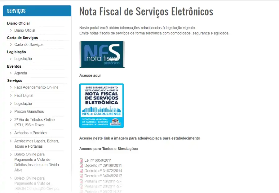 Nota fiscal Guarulhos
