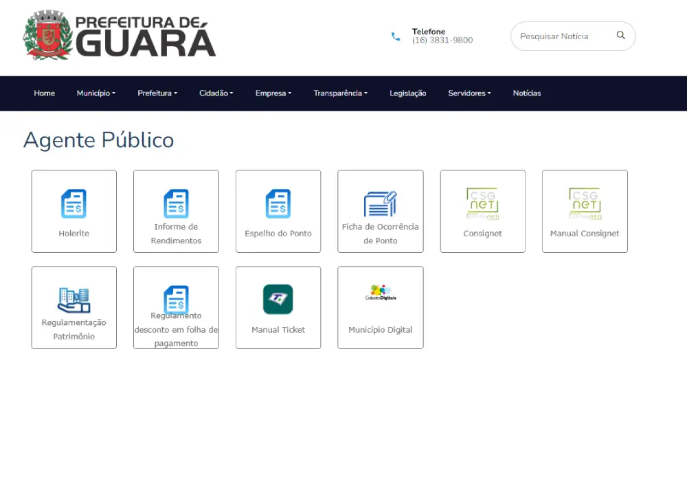 Contracheque e Portal do Servidor da Prefeitura de Guará